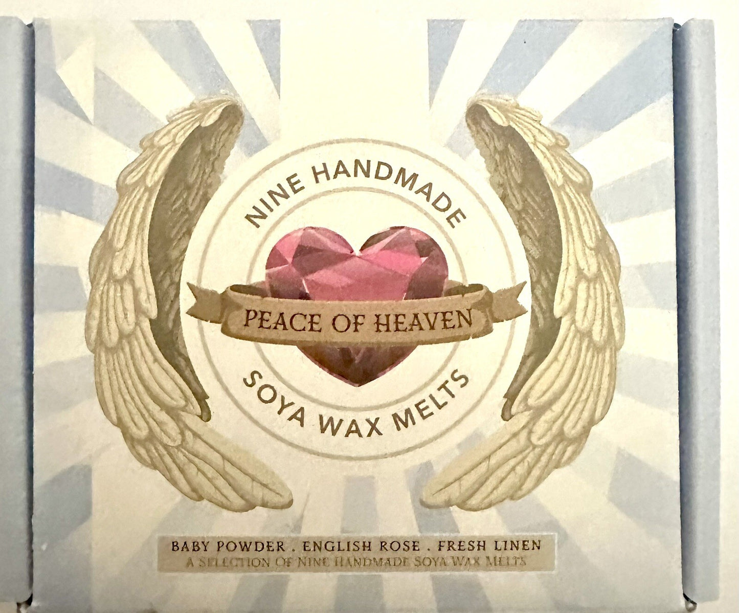 Baby Powder Linen & Rose Handmade Soya Wax Melts Set of 9 Peace Of Heaven Boxed.
