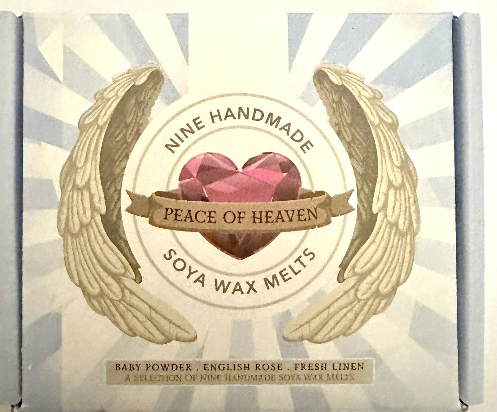 Baby Powder Linen & Rose Handmade Soya Wax Melts Set of 9 Peace Of Heaven Boxed.