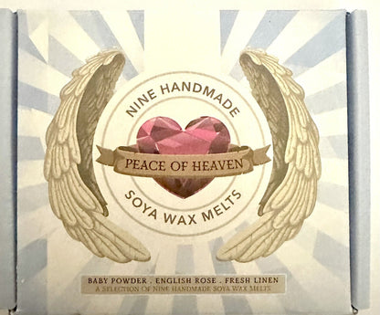 Baby Powder Linen & Rose Handmade Soya Wax Melts Set of 9 Peace Of Heaven Boxed.