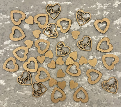 Mini Wooden Hearts Craft Cardmaking Embellishments Table Decorations X 45 Pc