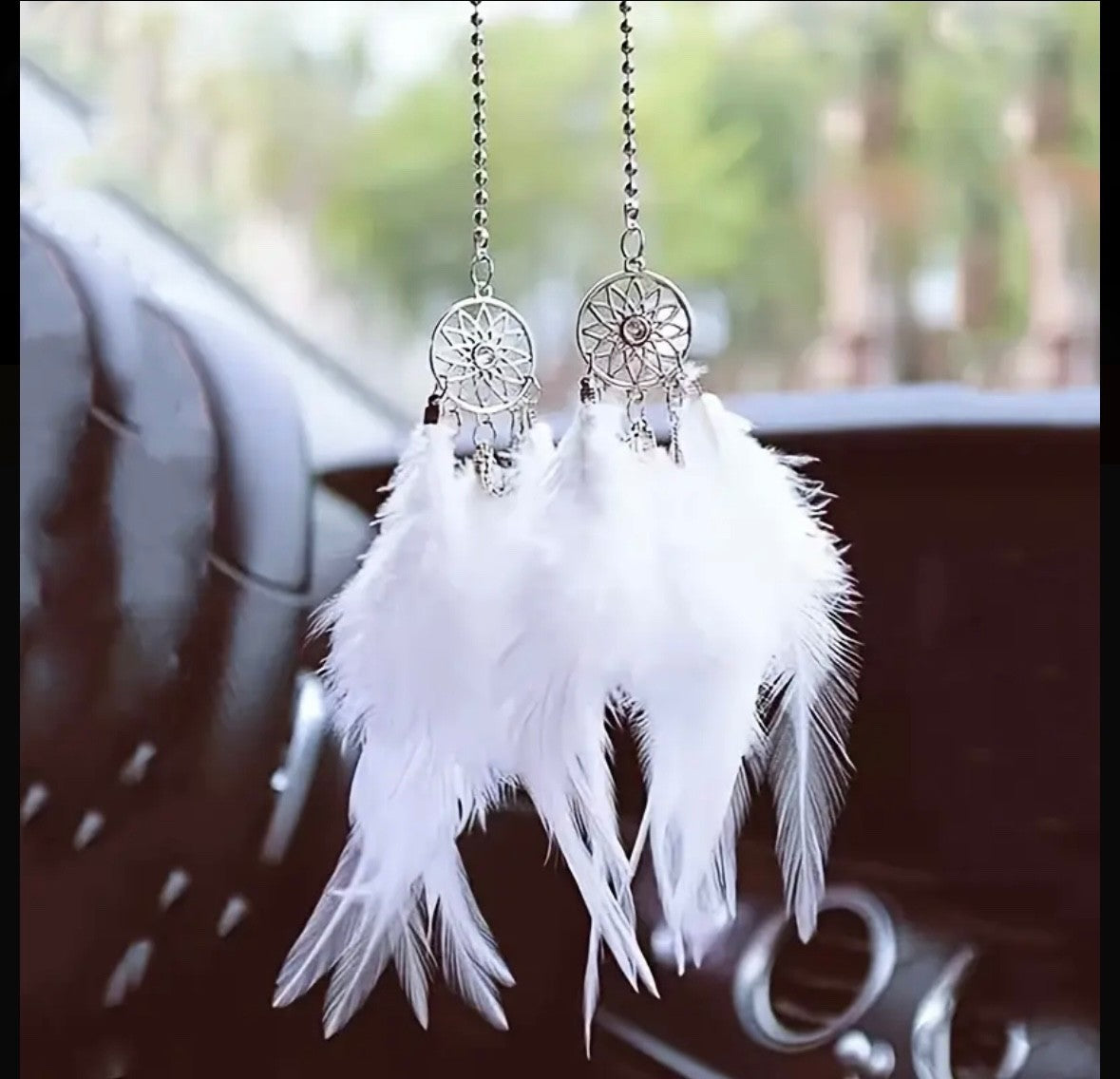 Hanging Car Dream Catcher Spiritual Grey Black White Mirror Interior Feather