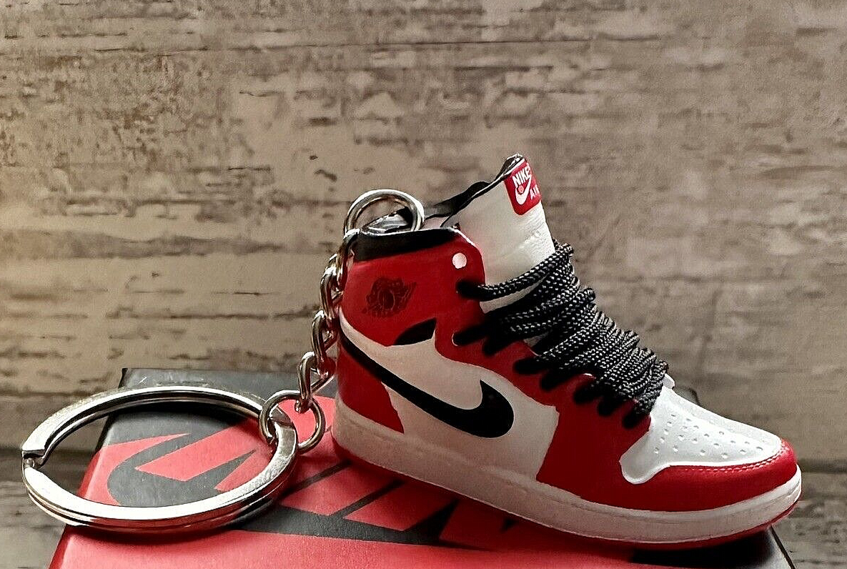 Mini Nike Jordan 3D Trainer sneaker Keyring Bright Red Black shoe Gift Christmas