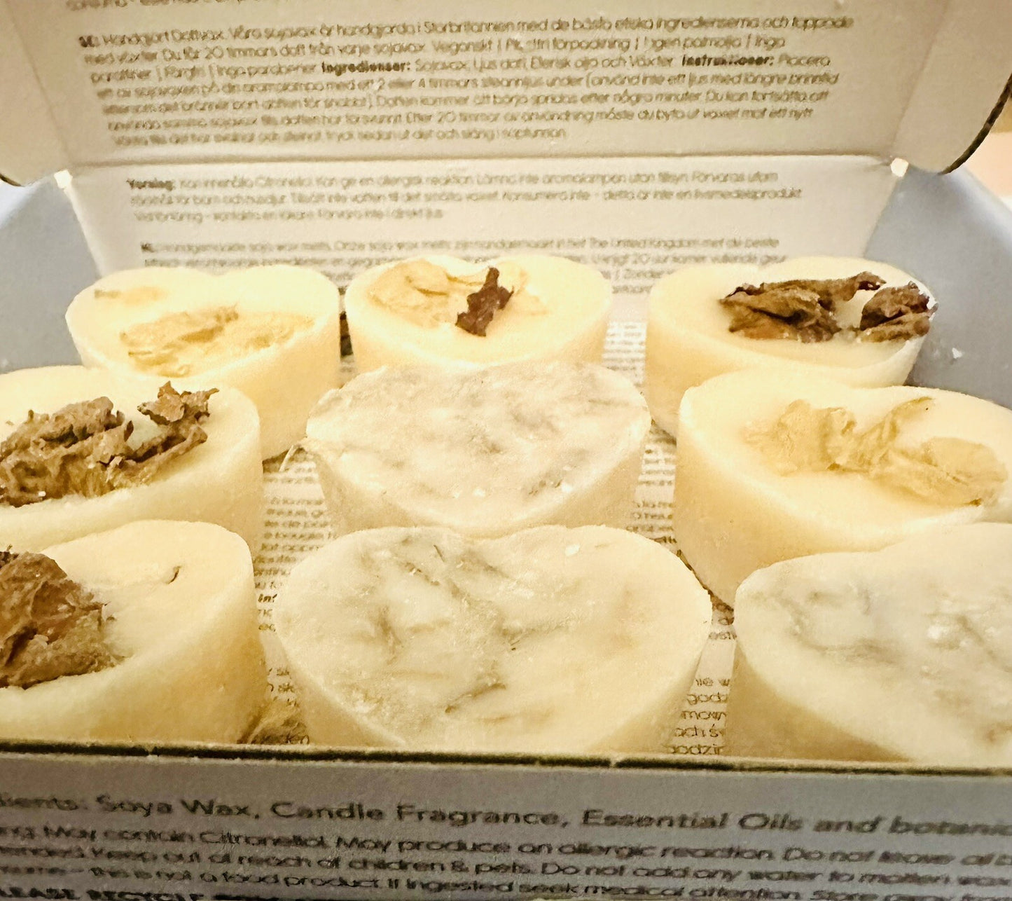 Baby Powder Linen & Rose Handmade Soya Wax Melts Set of 9 Peace Of Heaven Boxed.