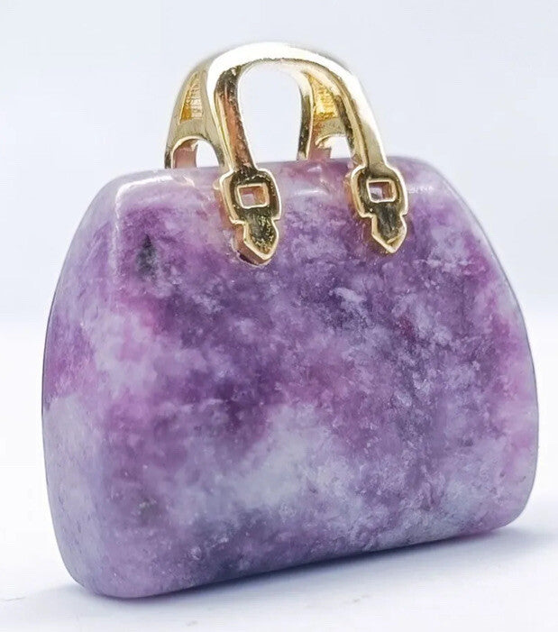 Handbag Crystal Stone Quartz Natural Healing Pendant Carved Display Ornament