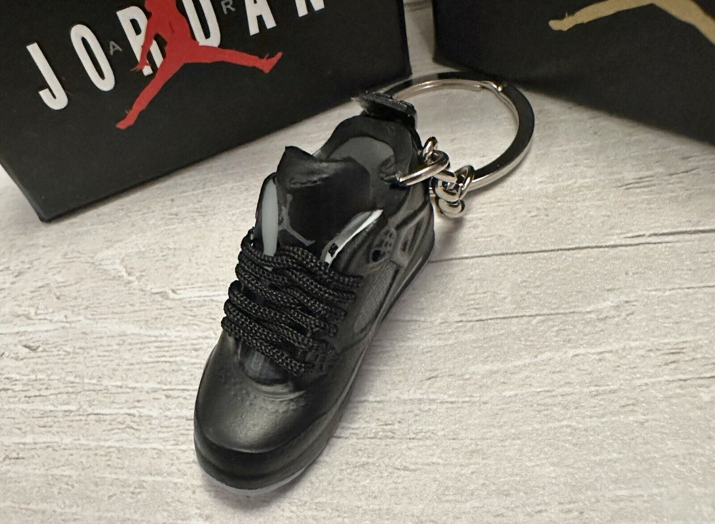 Mini Nike Jordan 4 3D Trainer sneaker Keyring Black Cats shoe no Box