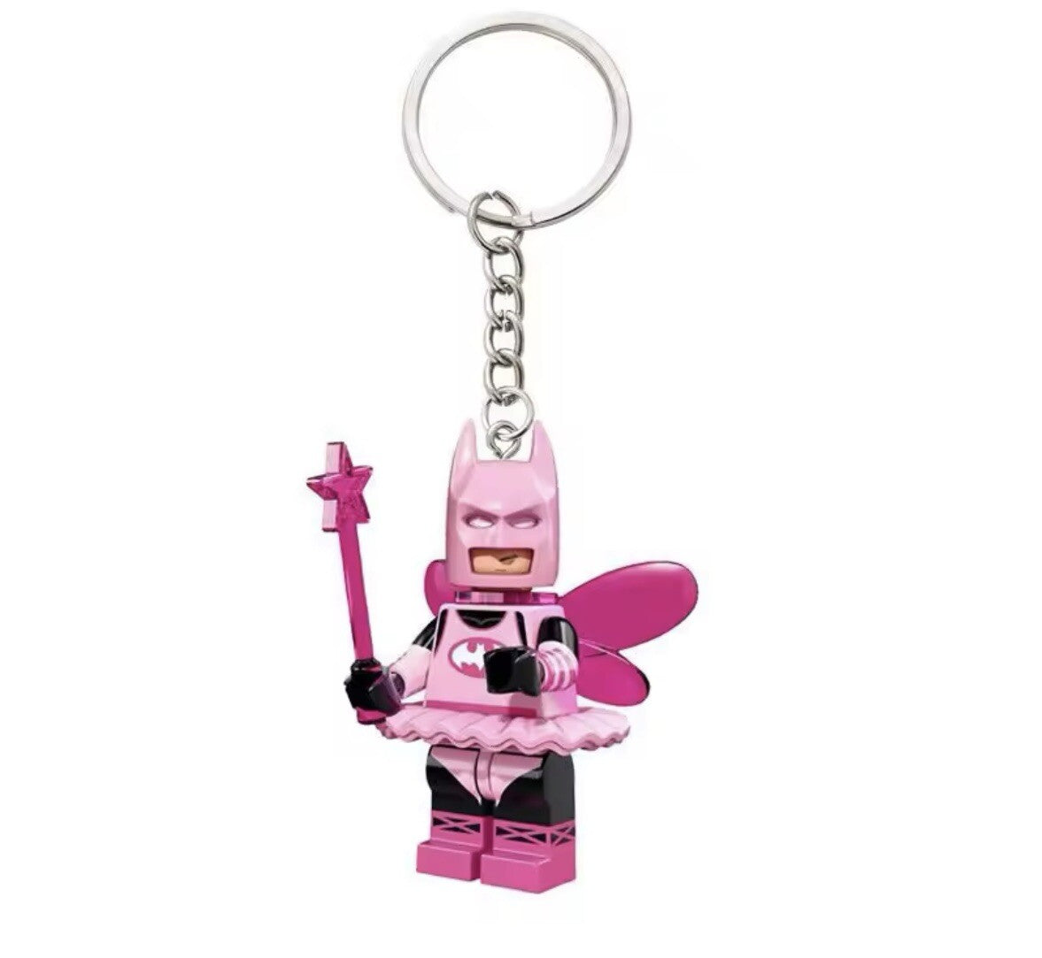 3D Fairy Batman 2 Couples Keyring Pink Batgirl DC Bag Charm Car Chain Key Gift