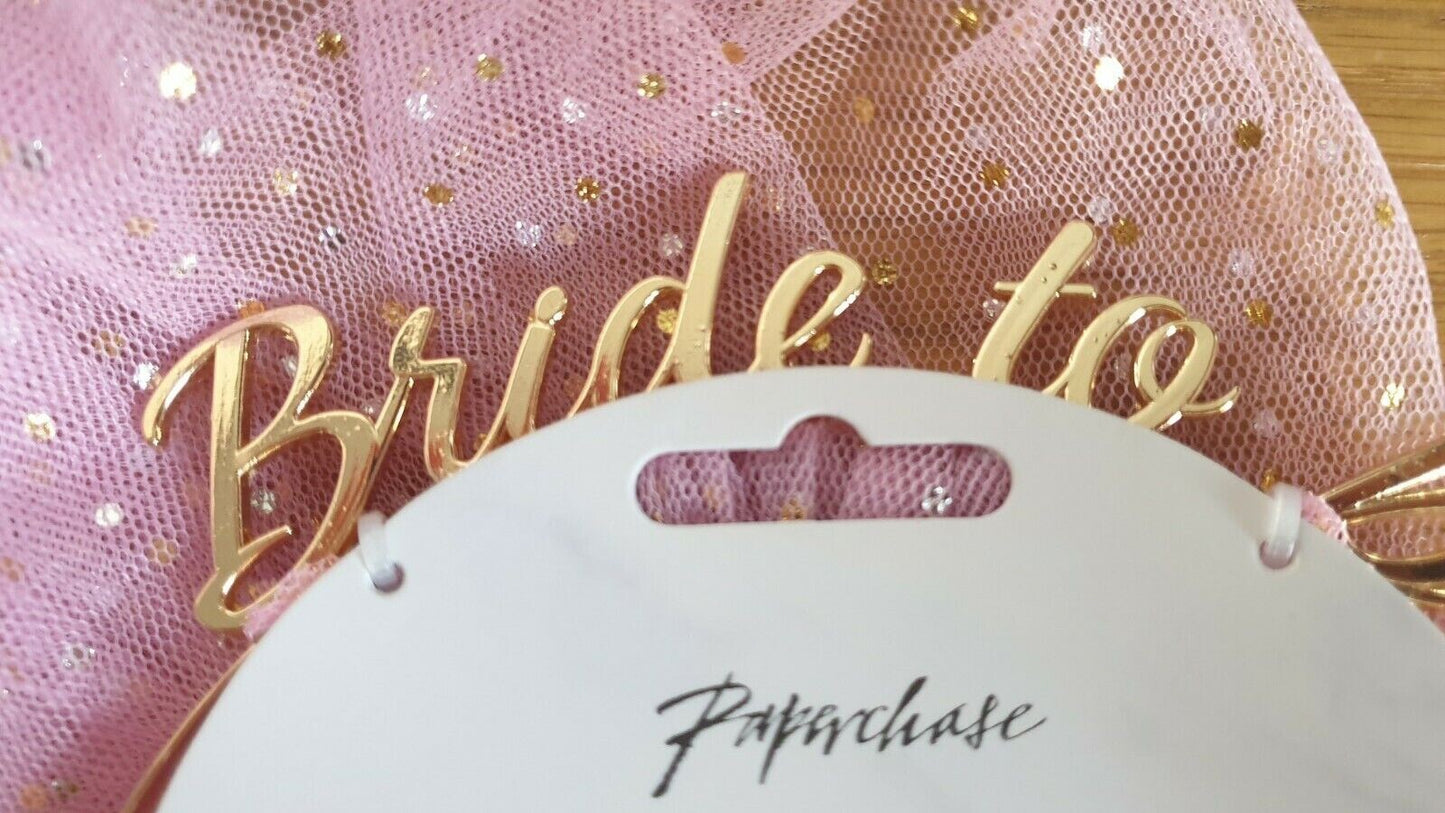 Bride To Be band Head veil & Badge Hen Set Pink Veil net Party wedding girl