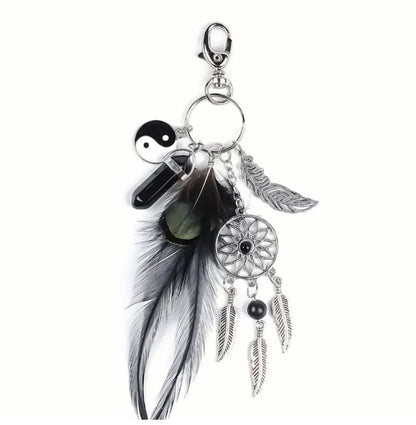 Dream catcher Keyring Car Keys Bag Agate Crystal Charm Gift Pendant Yin Yang