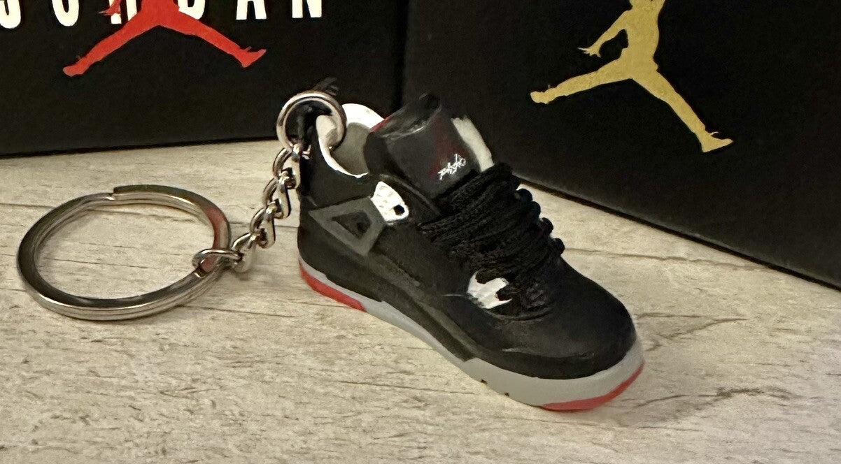 Mini Nike Jordan 4 3D Trainer sneaker  Key Keyring Grey Black shoe No Gift Box
