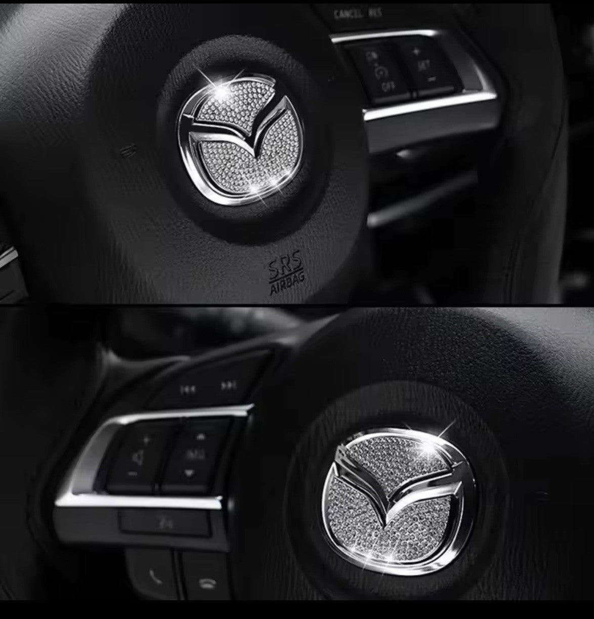 Car For Mazda Rhinestone Steering Wheel Center Emblem Trim Diamond Sticker Logo