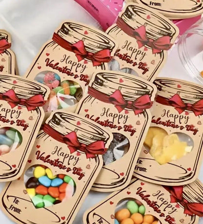 Valentines Day Card Sweets Bags Jar Gift Retro Kids School Boyfriend Girlfriend