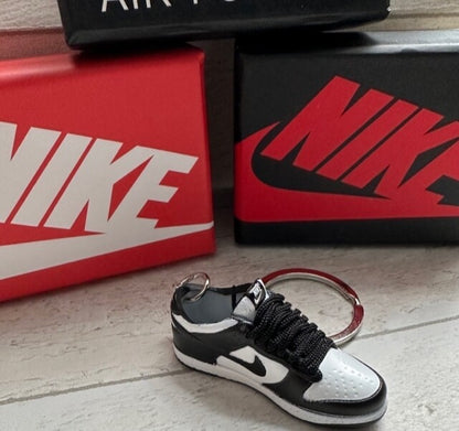 Mini Pandas 3D Trainer Dunks SB sneaker Black White Keyring Keychain Only No Box