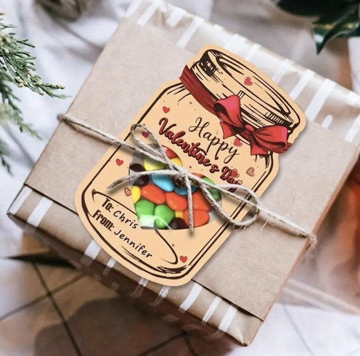 Valentines Day Card Sweets Bags Jar Gift Retro Kids School Boyfriend Girlfriend