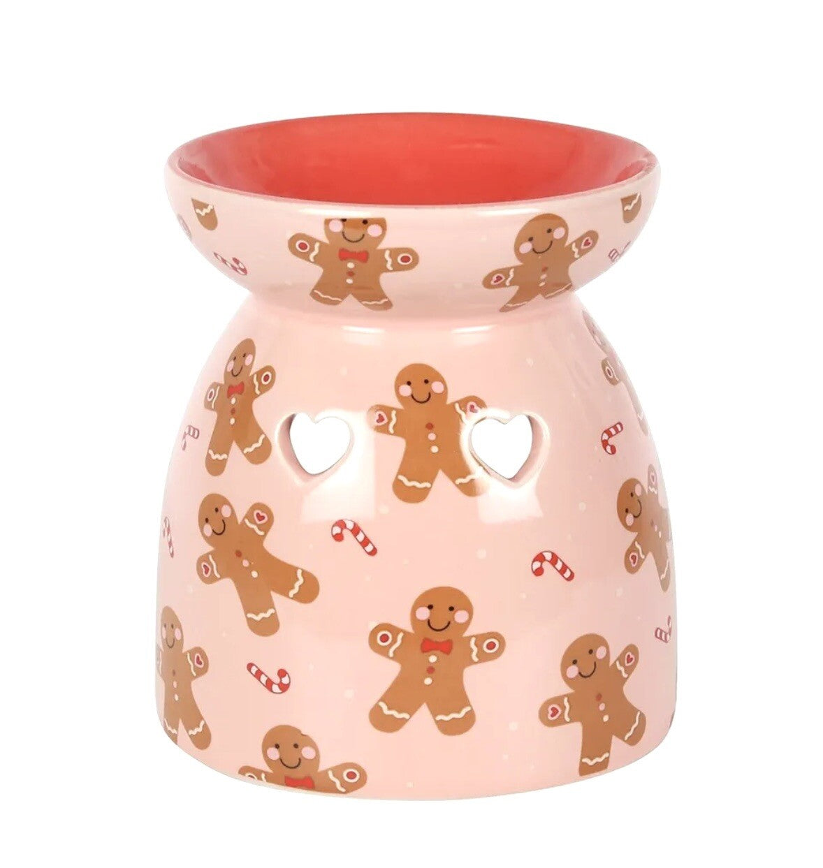 Gingerbread Man Oil Burner Christmas Wax Melt Festive Hearts Pink Red Gift Boxed