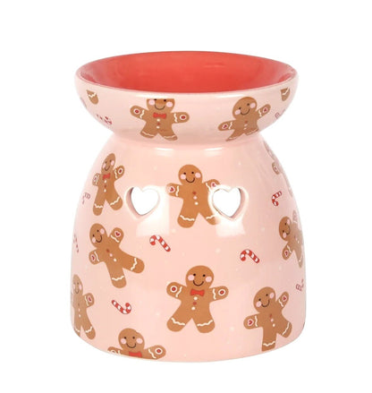Gingerbread Man Oil Burner Christmas Wax Melt Festive Hearts Pink Red Gift Boxed