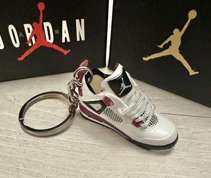 Mini Nike Jordan 4 3D Trainer sneaker Keyring Bordeaux Wine Shoe Gift Box
