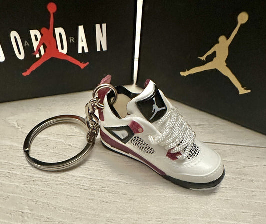 Mini Nike Jordan 4 3D Trainer sneaker Keyring Bordeaux Wine Shoe Gift Box