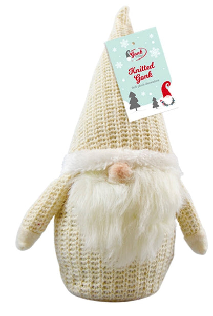 Gonk 3 X Cute knitted grey white Santa Dwarf Hats standing 25cm Christmas