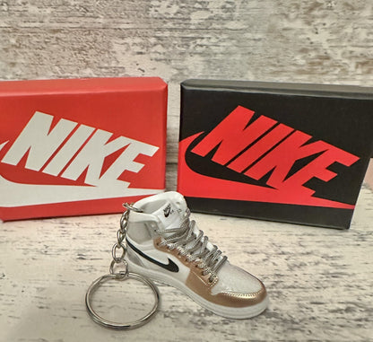 Nike Mini Jordan 3D Trainer sneaker Keyring Silver Gold White Gift Car Keys