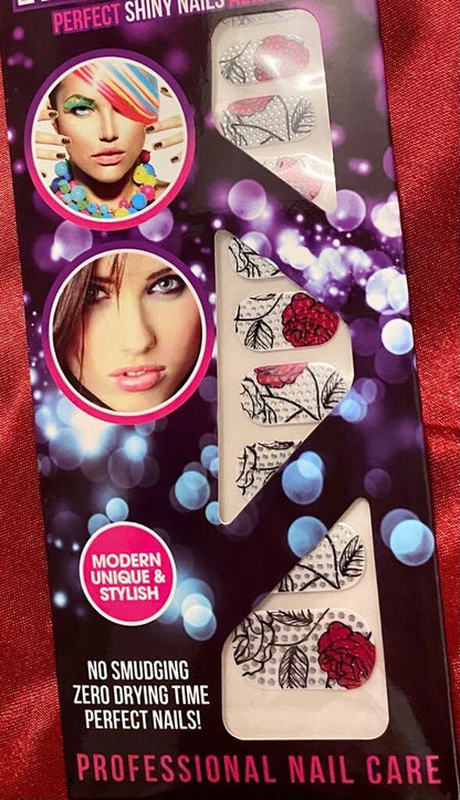 20 x Stick on Nails Foils art decal transfer pink flowers butterfly rose animal