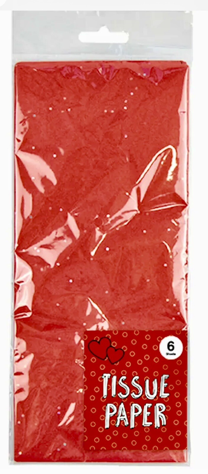 Valentine’s Red Glitter Tissue Paper Wrapping 6 Sheets Gifts Crafts Love
