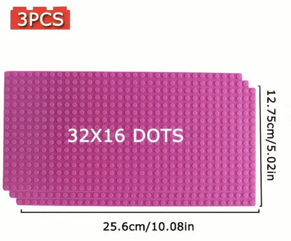3 X Pink Base Plate 16 x 32 Dots Building Blocks Compatible With Major Brands