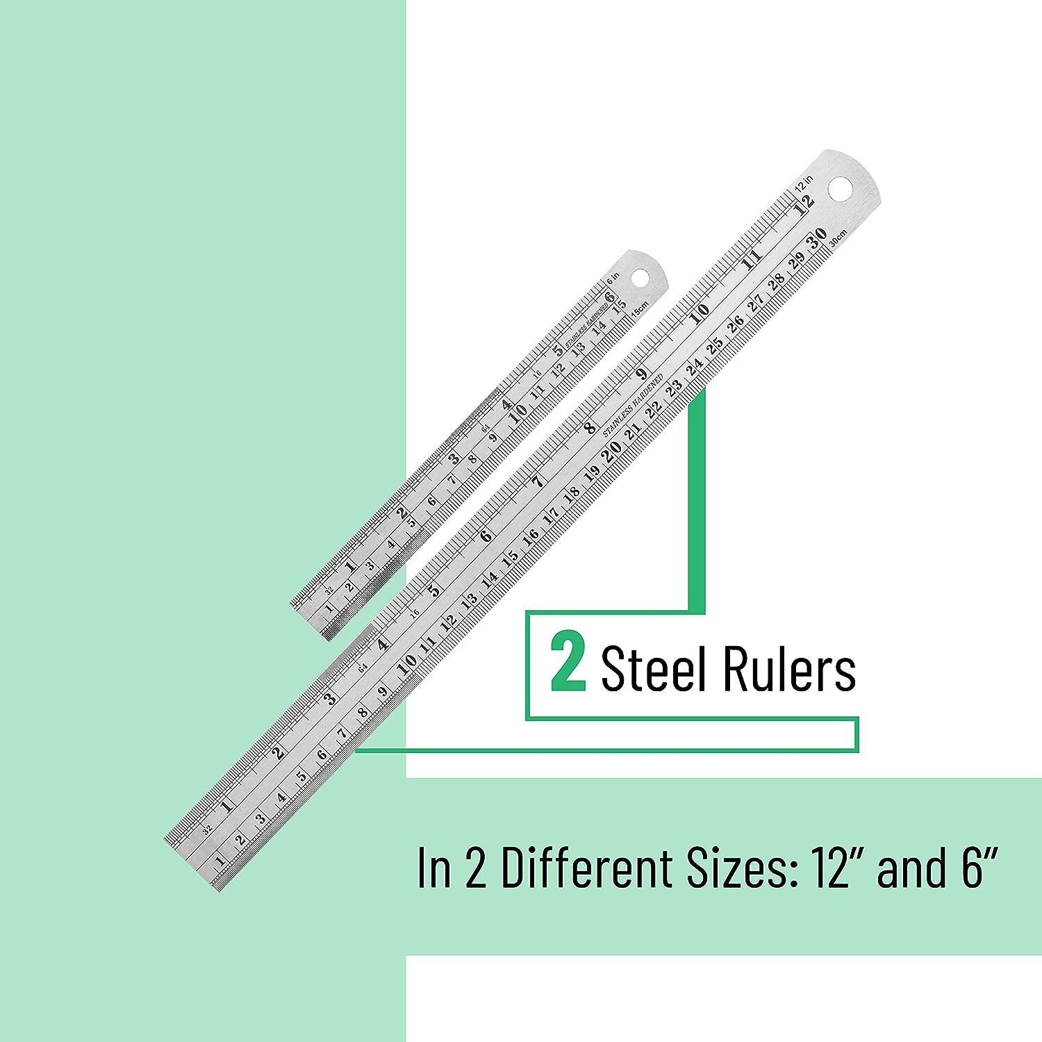 2 pk 6" 150mm 12" 300mm precision Steel Ruler Metric Metal Rule Engineering