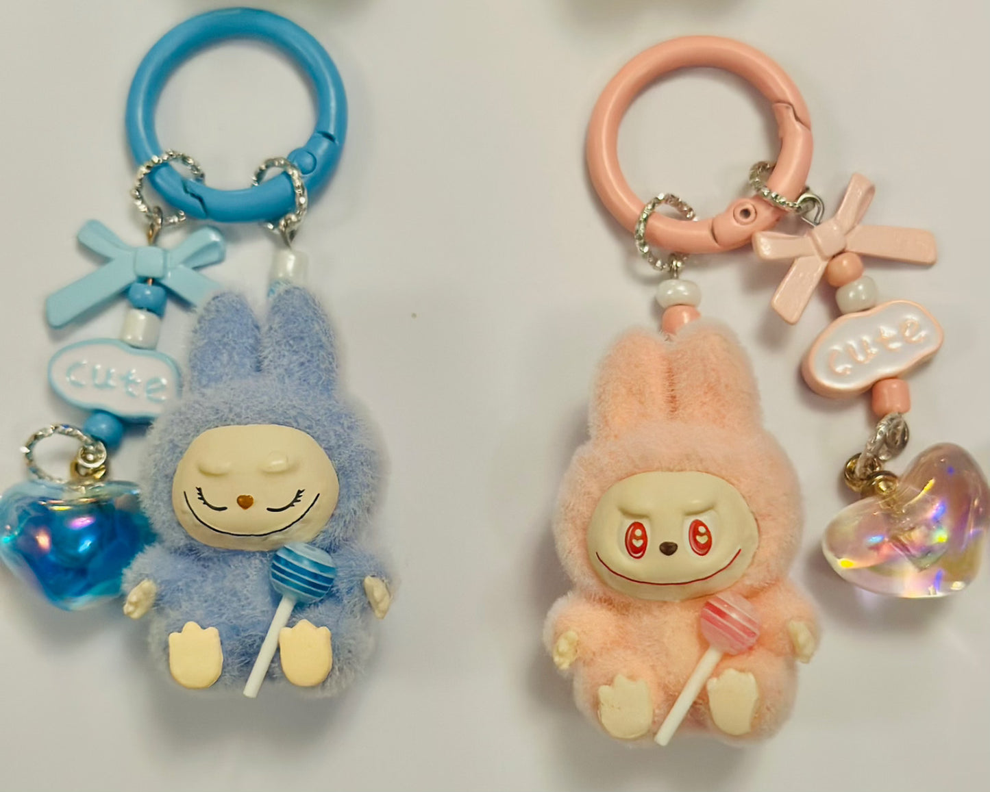 Monster lolipop La # Bu Keyring 3D Heart Charms Kawaii Doll Teddy Keychain Bag