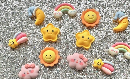 Card Craft Embellishment Cloud Moon Flatback Cabochons Nursery Rainbow Sun Star