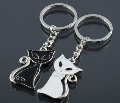 2 Valentine’s Couples Keyring Cats Black White Gift Bag Girlfriend Boyfriend