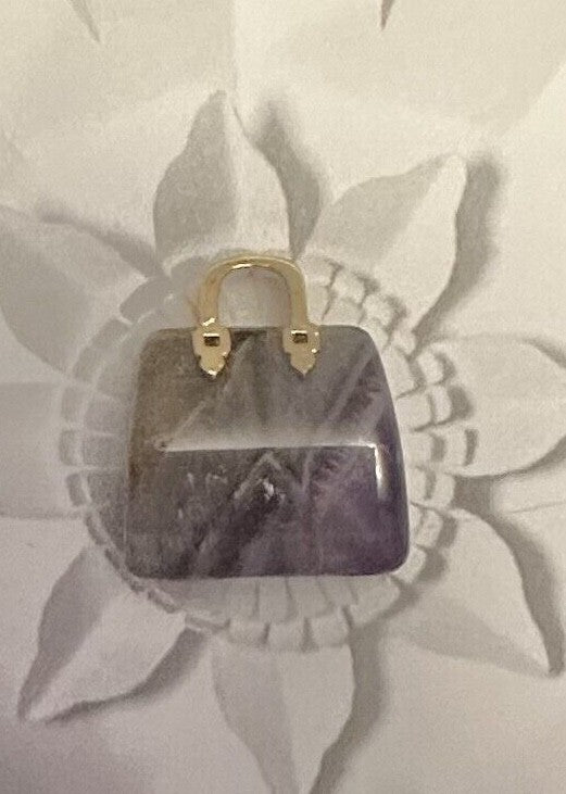 Handbag Crystal Stone Quartz Natural Healing Pendant Carved Display Ornament