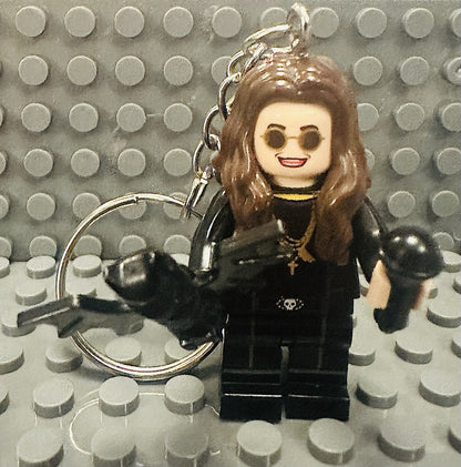 Rock Music Ozzy Osbourne Minifigure Keyring Bat Black Mini Figure Rock Band