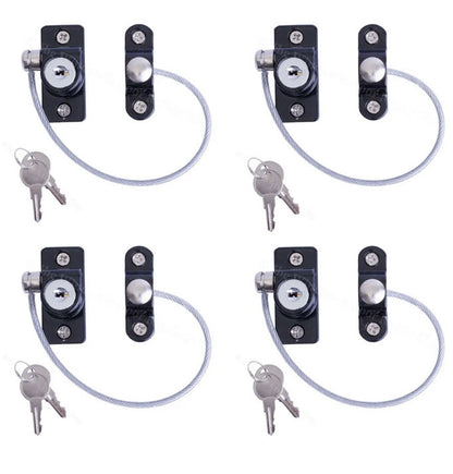4 Black Window Door Restrictor Safety Lock UPVC Child Security Wire Cable