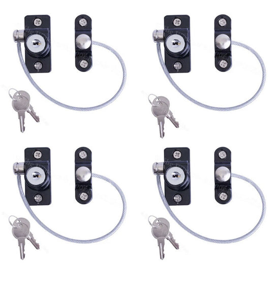 4 Black Window Door Restrictor Safety Lock UPVC Child Security Wire Cable