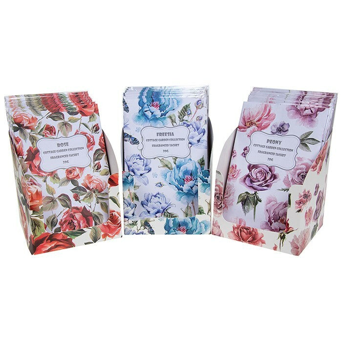 2 Large Scented clothes Sachets drawer Hanging Fragrance 20g Rose Freesia Peony
