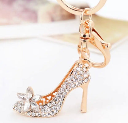 Crystal High Heel Shoe Key ring Car Chain Bag Charm Shiny Rhinestone Gift Bling