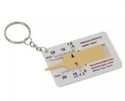 CAR TYRE DEPTH TREAD GAUGE VAN BIKE KEYRING SMALL POCKET SIZE MEASURING PORTABLE