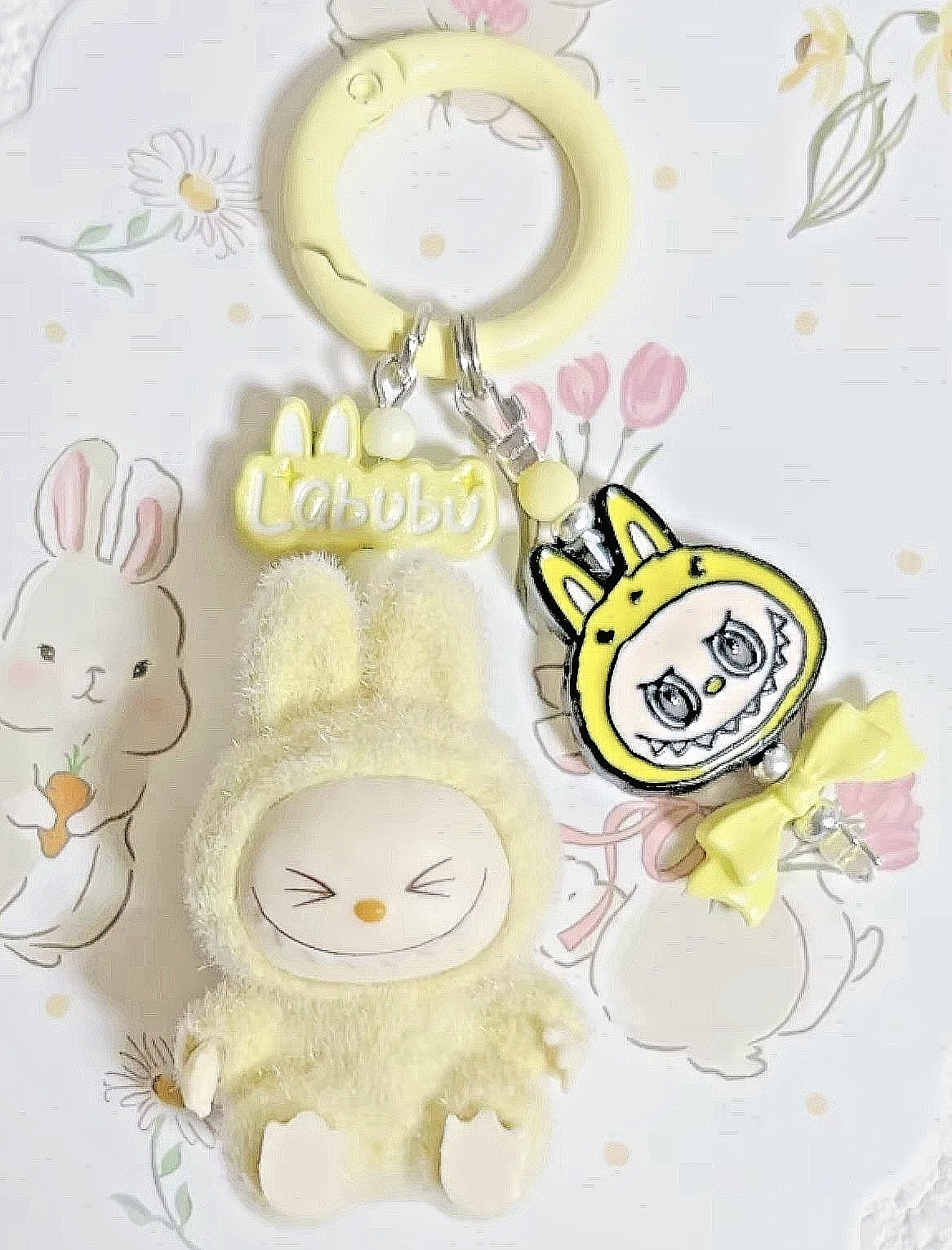 Handmade keyring La + bu bu Heart Charm Monster Pendant Kawaii Doll Keychain Bag