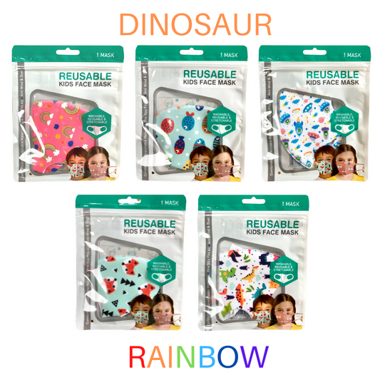 Kids washable Face Mask space dinosaur rainbow girls boys Reusable Breathable 