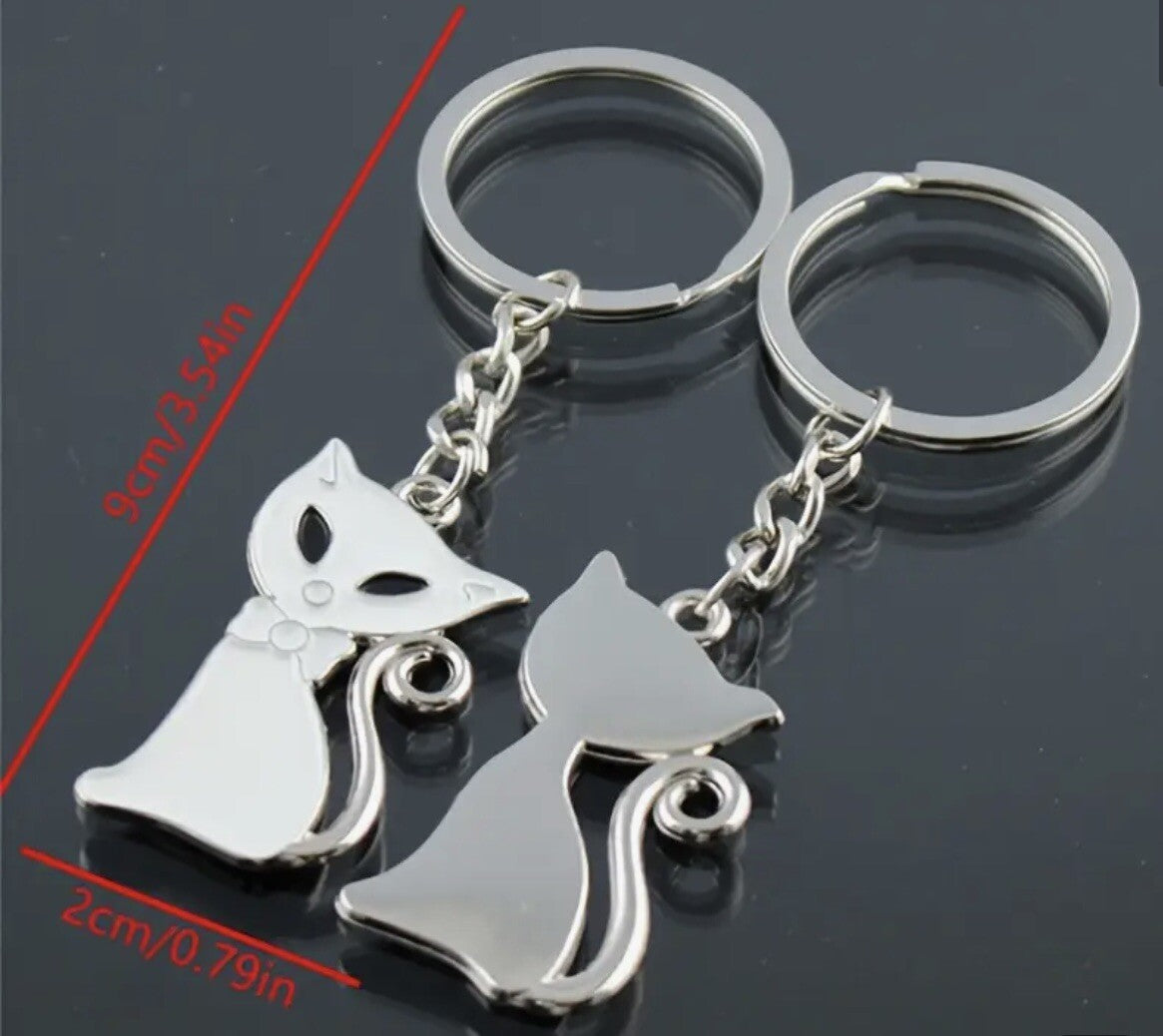 2 Valentine’s Couples Keyring Cats Black White Gift Bag Girlfriend Boyfriend