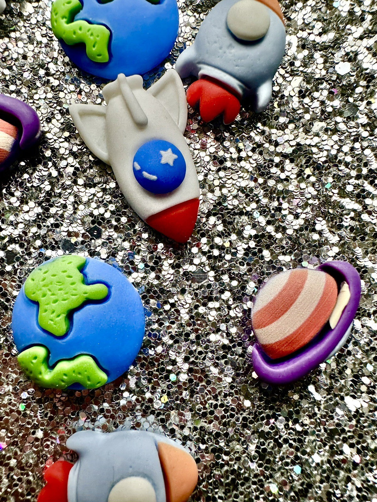 Space Man Flat back Resin Cabochon Embellishment Planet Rocket Earth Craft Galax