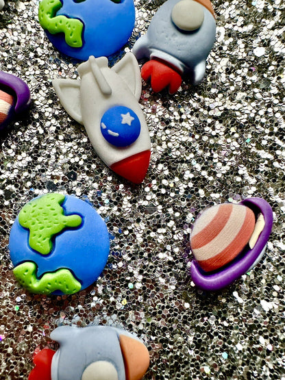 Space Man Flat back Resin Cabochon Embellishment Planet Rocket Earth Craft Galax