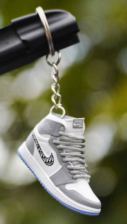Mini Nike Dior Jordan Grey 3D Keyring sneaker Trainer Key chain shoe + Gift Box