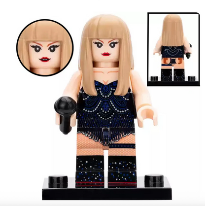 Cute Taylor Inspired 3D Mini Figure On Stand Eras Gift Cake Topper Brick