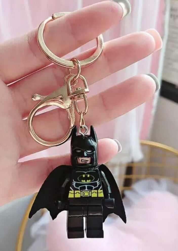 Batman Figure Keyring Couples Love Pink Batgirl Mini DC Bag Charm Gift Car Key