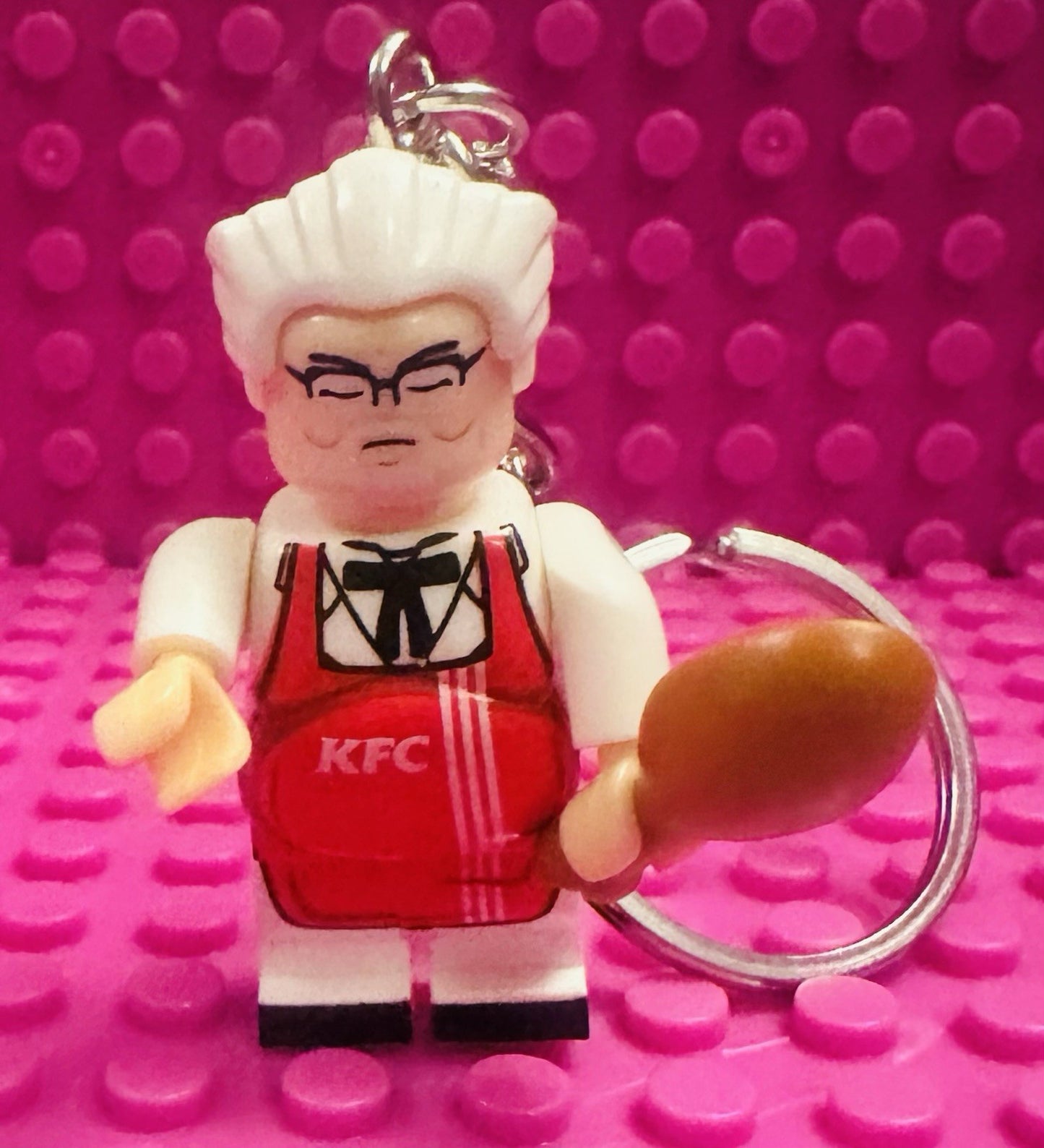 KFC MINI FIGURE KEYRING BAG CHARM PENDANT CHICKEN COLONEL GIFT FOODIE FAST FOOD