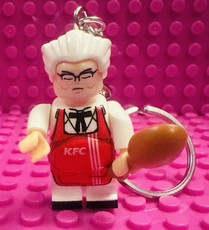 KFC MINI FIGURE KEYRING BAG CHARM PENDANT CHICKEN COLONEL GIFT FOODIE FAST FOOD