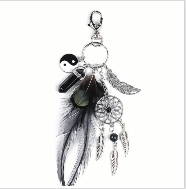 Dream catcher Keyring Car Keys Bag Agate Crystal Charm Gift Pendant Yin Yang