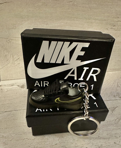 Nike Air Force 1 3D Trainer sneaker Keyring Black shoe Mini Low Gift Box Car key