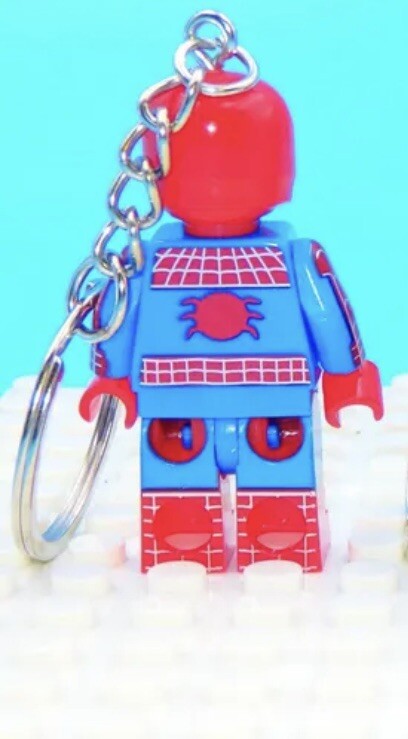 SPIDER-MAN KEYRING MARVEL BLUE & RED FIGURE CAR KEYS SUPERHERO INC GIFT BAG